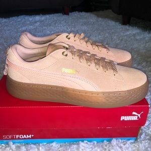 Puma women’s ruffle suede blush platform sneaker